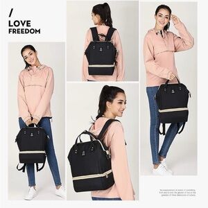 Like New! Momigo Breast Pump Backpack Diaper Cooler Bag USB Port, Black Gold